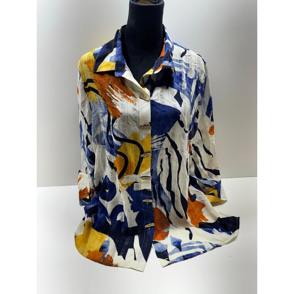 Multiples Abstract Tunic Top Shirt Women’s Sz XL Multicolor Lagenlook Artsy